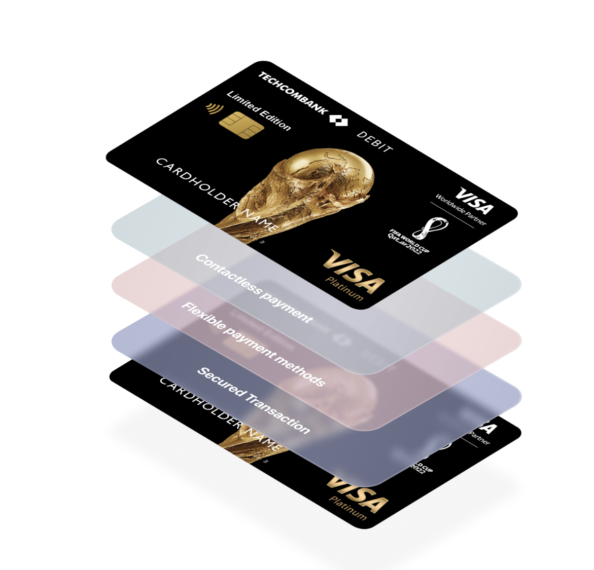 Thẻ thanh toán Quốc tế Techcombank Visa Platinum được thiết kế sang trọng, tinh tế