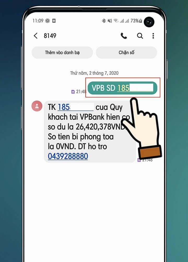 Kiểm tra số dư VPBANK qua tin nhắn