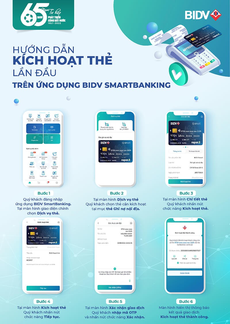 Kích hoạt thẻ BIDV bằng Smartbanking